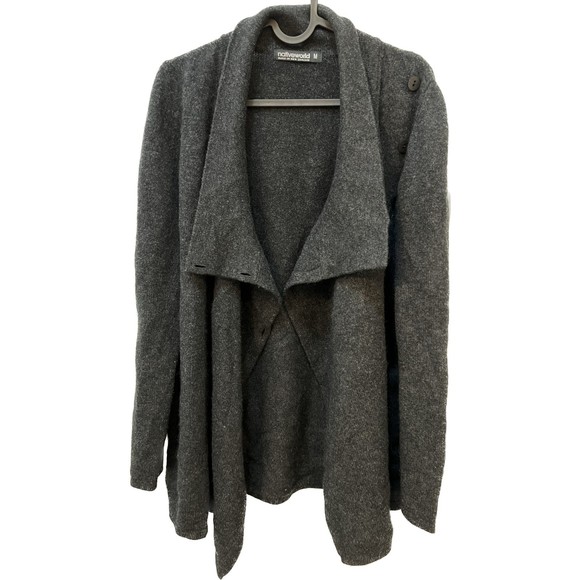 Native World Wool Possum Sweater Drape fron Cardigan, Grey - Picture 1 of 3